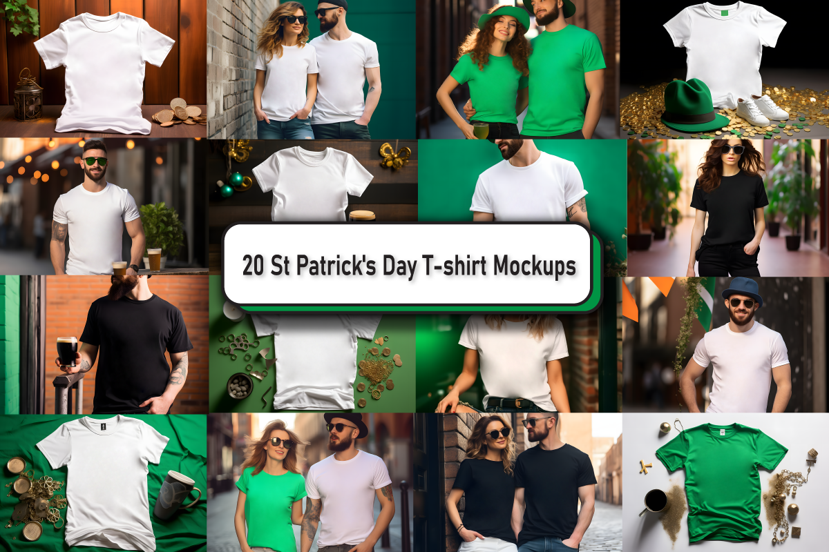 St Patrick's Day T-shirt Mockup Bundle