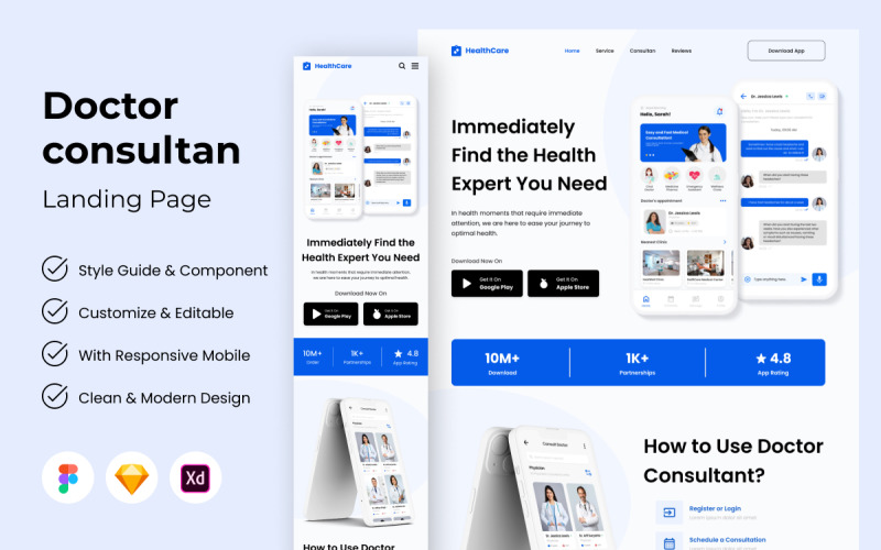 Care - Doctor Consultant Landing Page V1 UI Element