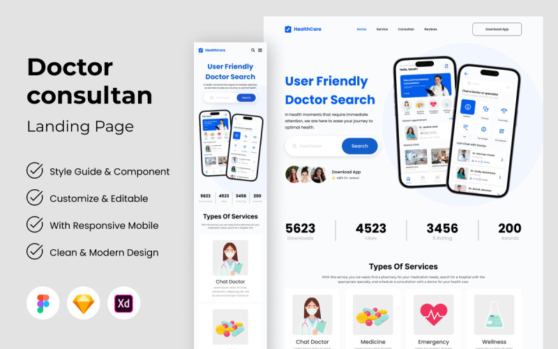 Care - Doctor Consultant Landing Page V2 UI Element