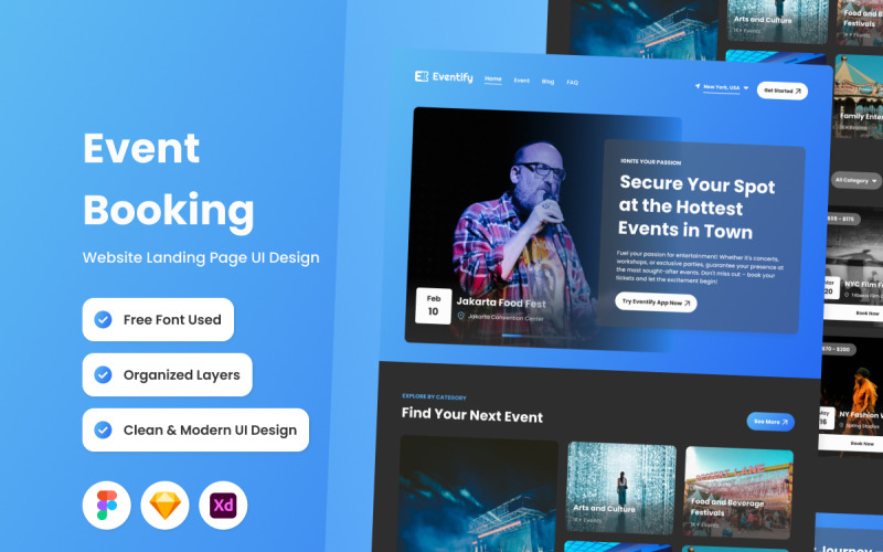 Eventify - Event Booking Landing Page V1 UI Element