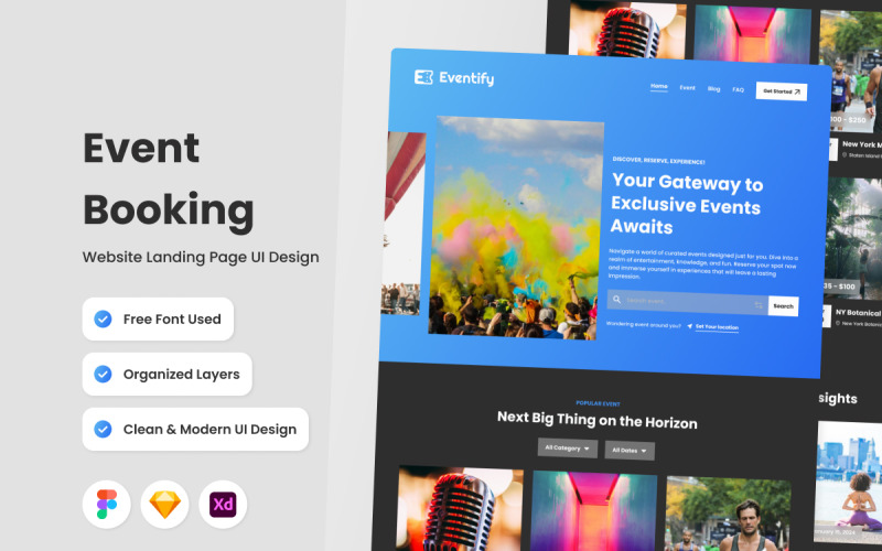 Eventify - Event Booking Landing Page V2 UI Element