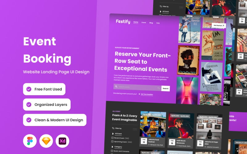 Festify - Event Booking Landing Page V1 UI Element