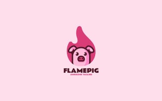 Flame Pig Simple Mascot Logo