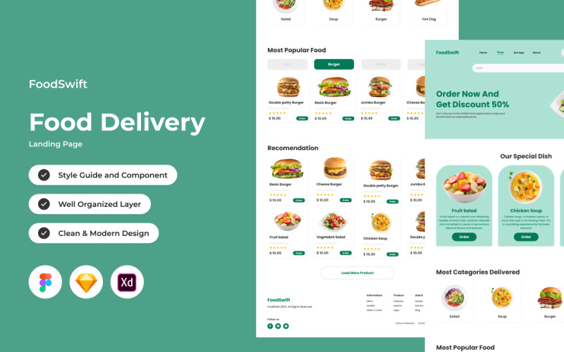 FoodSwift - Food Delivery Landing Page V2 UI Element
