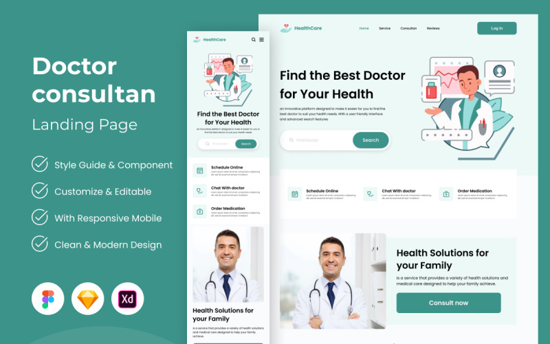 HealthCare - Doctor Consultant Landing Page V1 UI Element