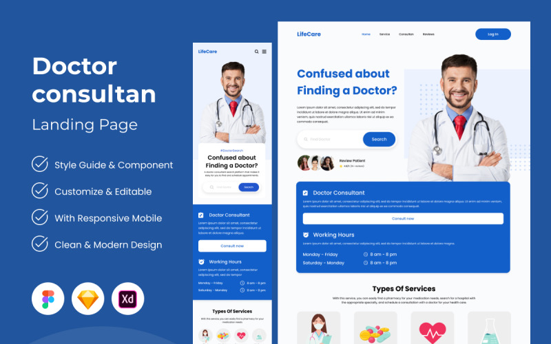 LifeCare - Doctor Consultan Landing Page V1 UI Element