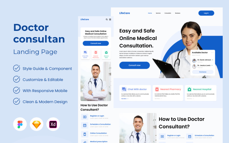LifeCare - Doctor Consultant Landing Page V2 UI Element