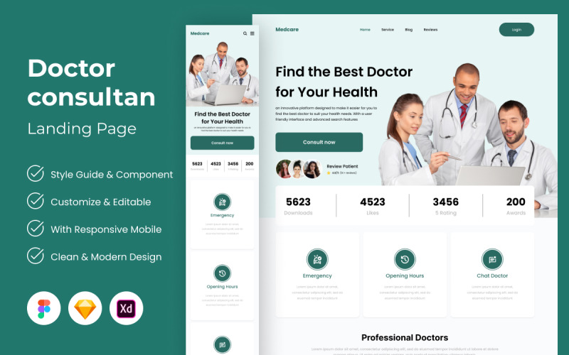 MedCare - Doctor Consultant Landing Page V1 UI Element