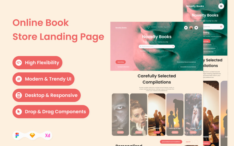 Novelty Books - Online Book Store Landing Page V1 UI Element