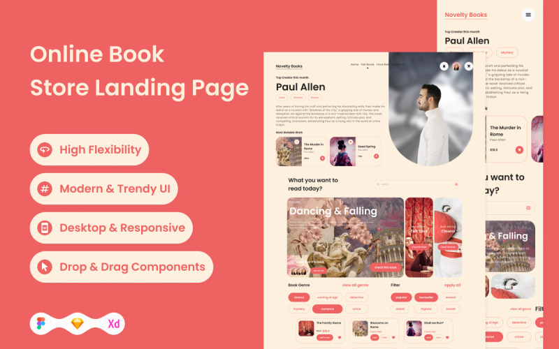 Novelty Books - Online Book Store Landing Page V2 UI Element