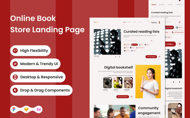 ReRead - Online Book Store Landing Page V1 UI Element