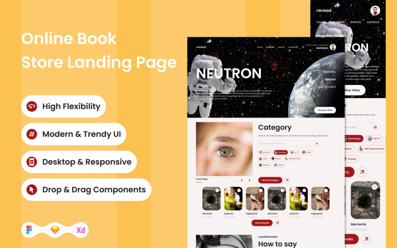 ReRead - Online Book Store Landing Page V2 UI Element