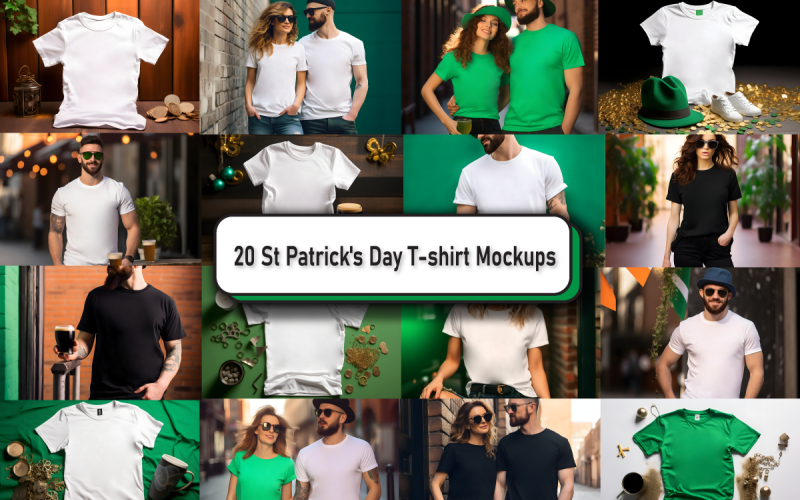 St Patrick's Day T-shirt Mockup Bundle Product Mockup