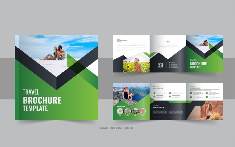 Travel Square Trifold Brochure or Square Trifold Brochure design template layout Corporate Identity