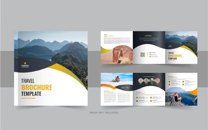 Travel Square Trifold Brochure or Square Trifold Brochure template design layout Corporate Identity