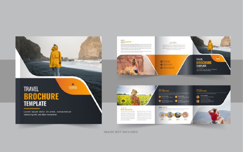 Travel Square Trifold Brochure or Square Trifold Brochure template Corporate Identity