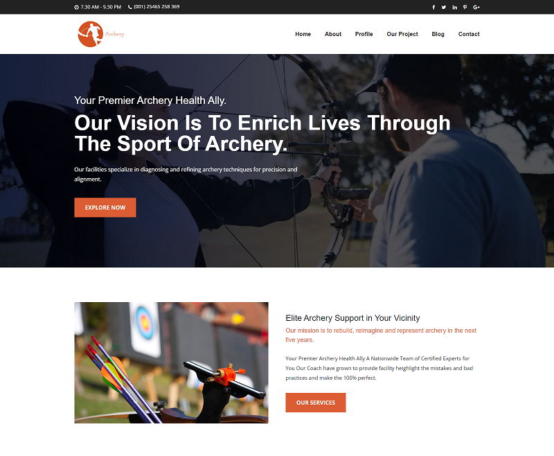 Archery Website Html Template for Sport Club
