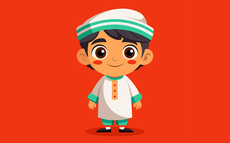 Cute Little Ramadhan Boy Design 03 Vector Graphic