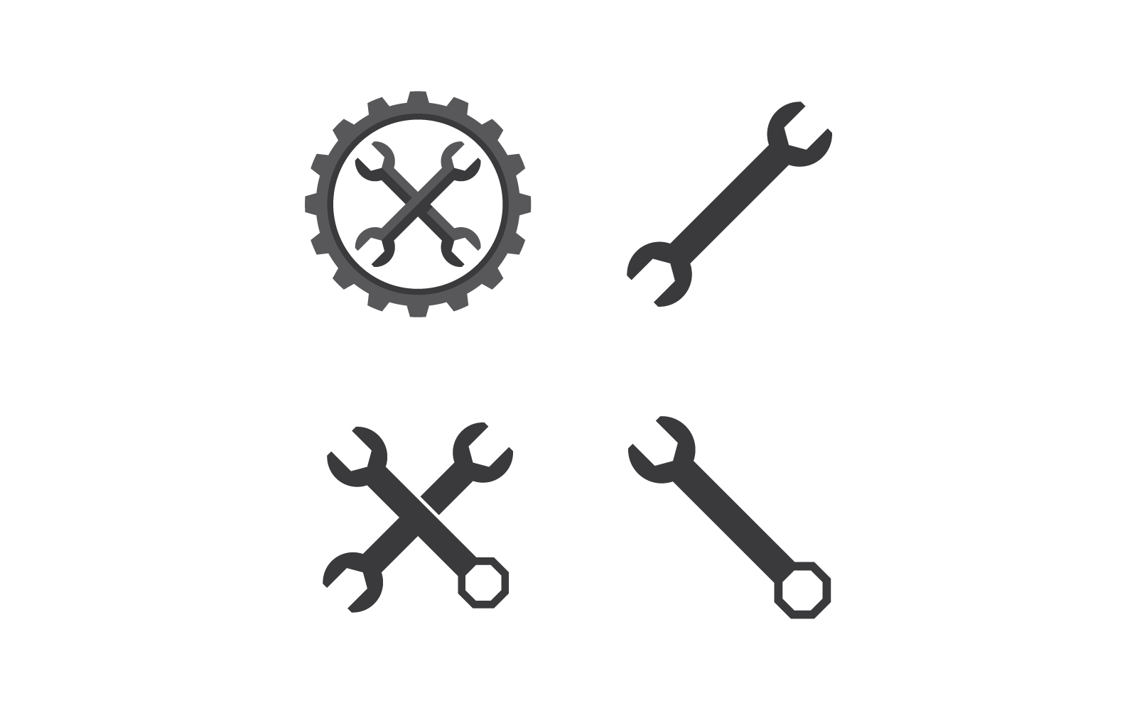 Плоский дизайн векторного шаблона логотипа гаечного ключа