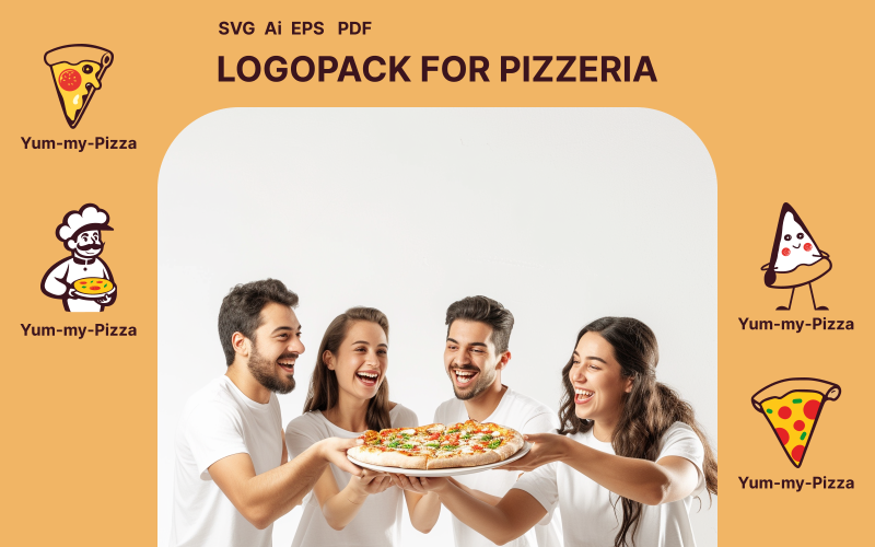 Yum-my-Pizza — Minimalistic Logo Pack for Pizzeria UI Element
