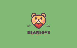 Bear Love Mascot Cartoon Logo