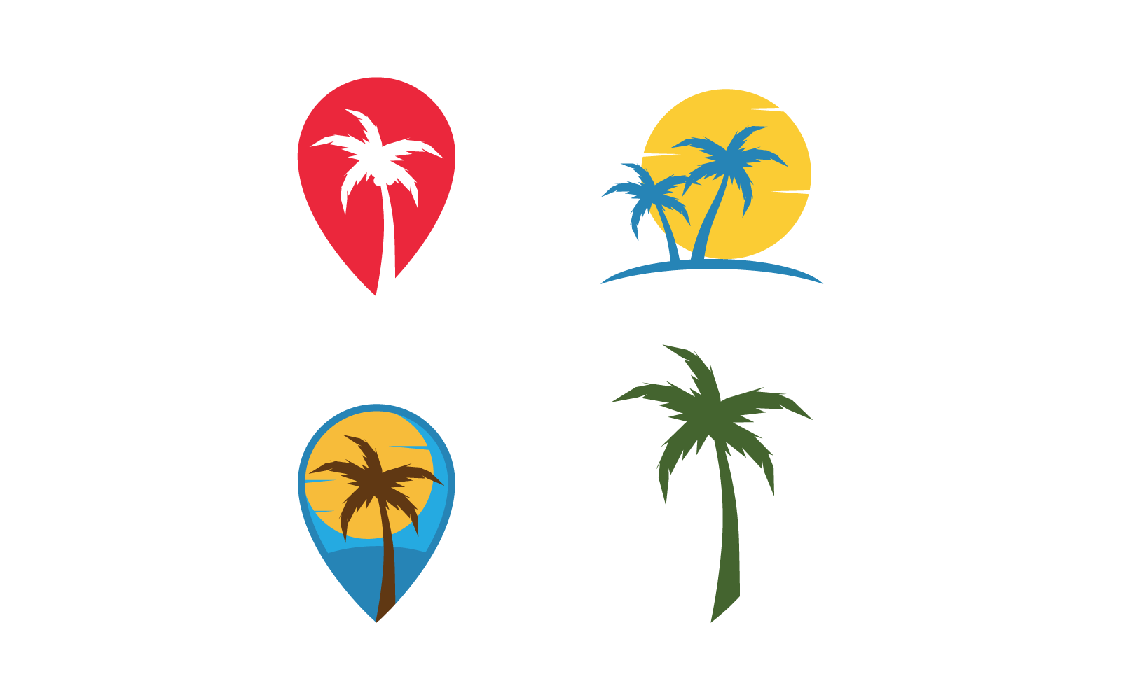 Palm tree leaf logo design template