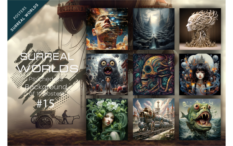 Bundle Surreal worlds 15. Psychedelic. Illustration