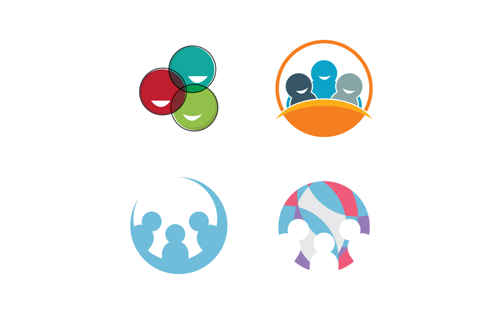 Community, network, social logo flat design Logo Template