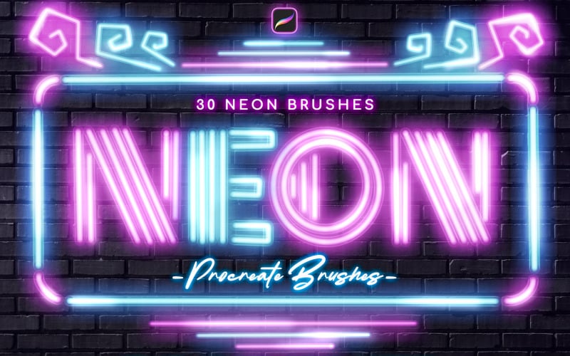 Glowing Neon Procreate Brushes Illustration