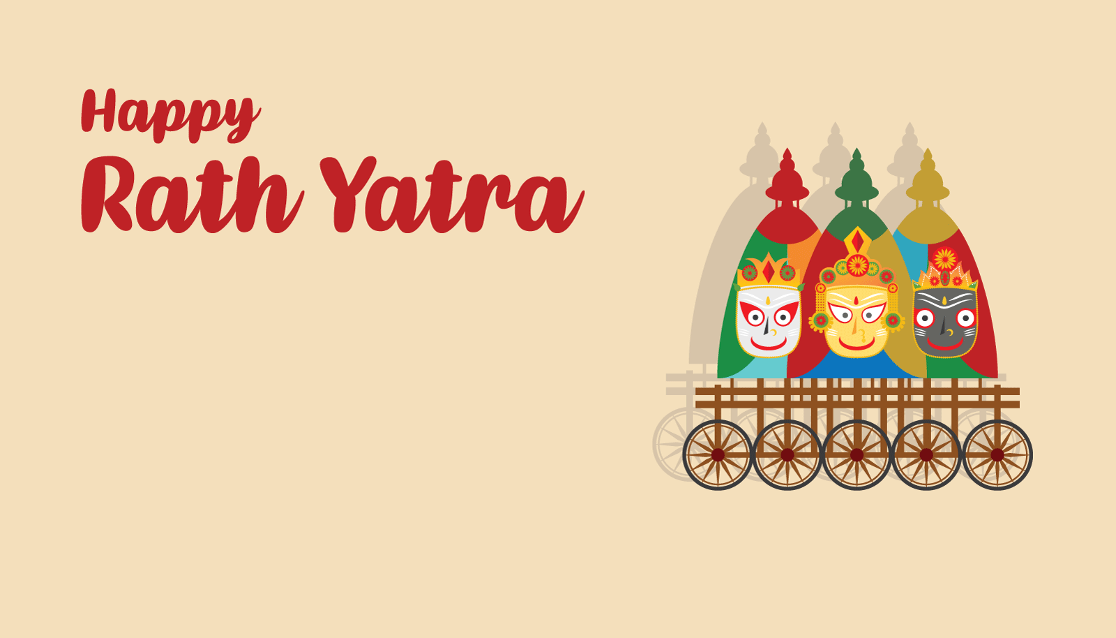 Rath Yatra Indian Festival background template vector flat design