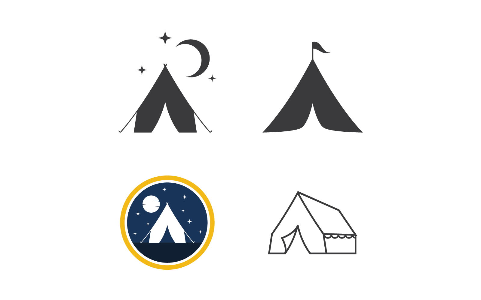 Camping tent icon vector flat design template