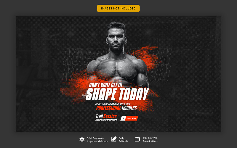 Gym And Fitness Web Banner Post Template Social Media