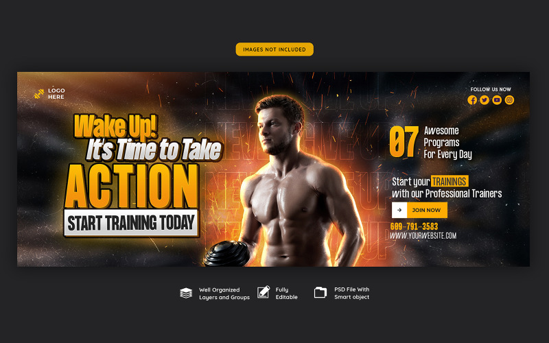 Gym And Fitness Web Banner Template Design Social Media