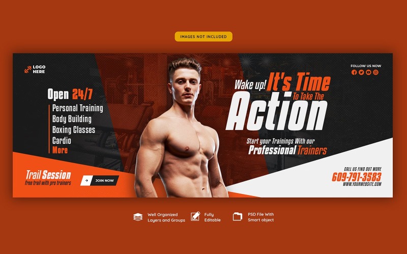 Gym And Fitness Web Banner Template Social Media
