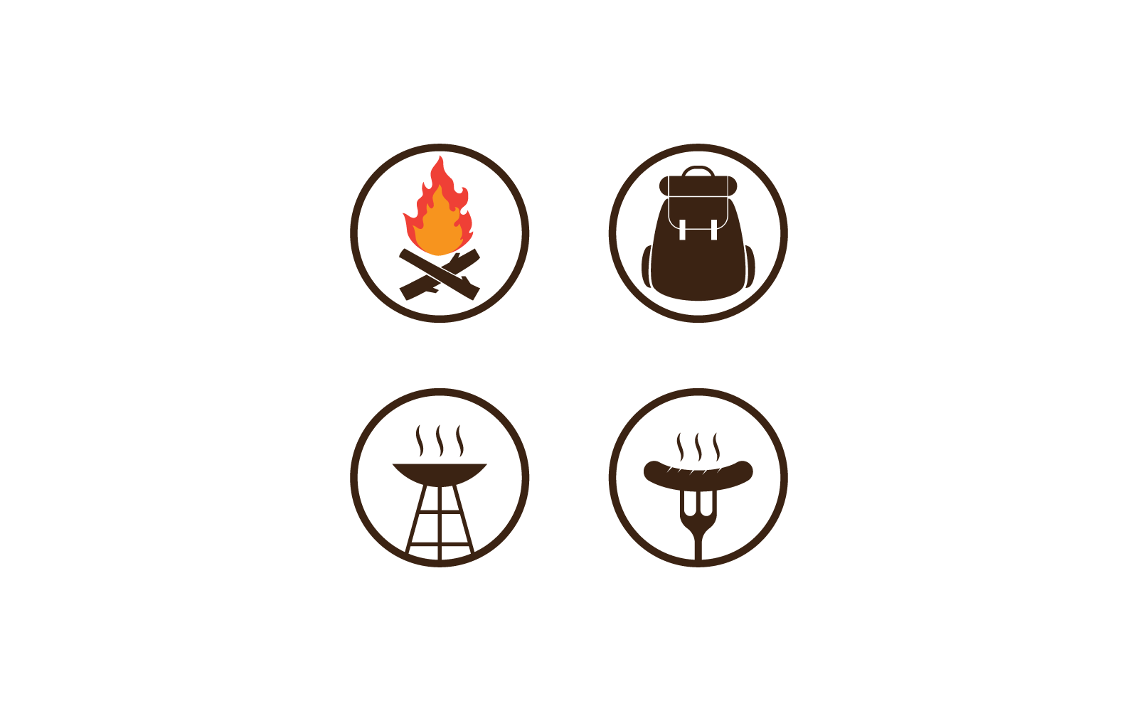 Hiking equipment icon set vector template