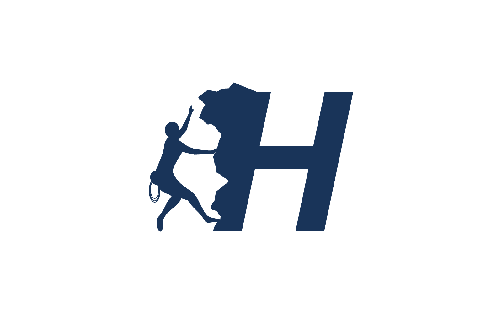 Logotipo de escalador de roca con vector alfabeto