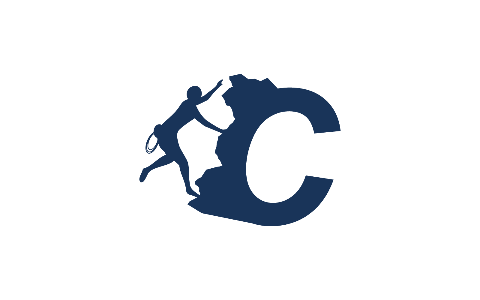 Rock climber logo with alphabet vector design template