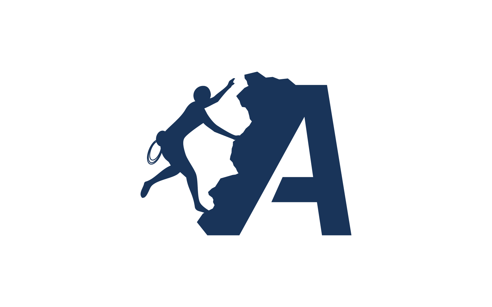 Rock climber logo with alphabet vector flat design Logo Template