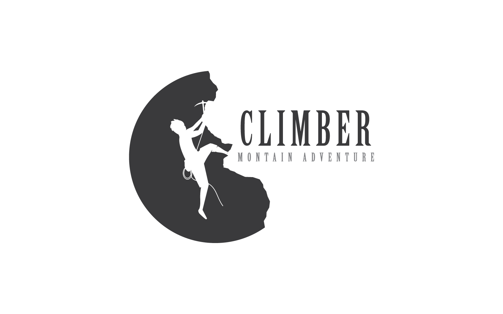 Rock climbing logo icon vector flat design template