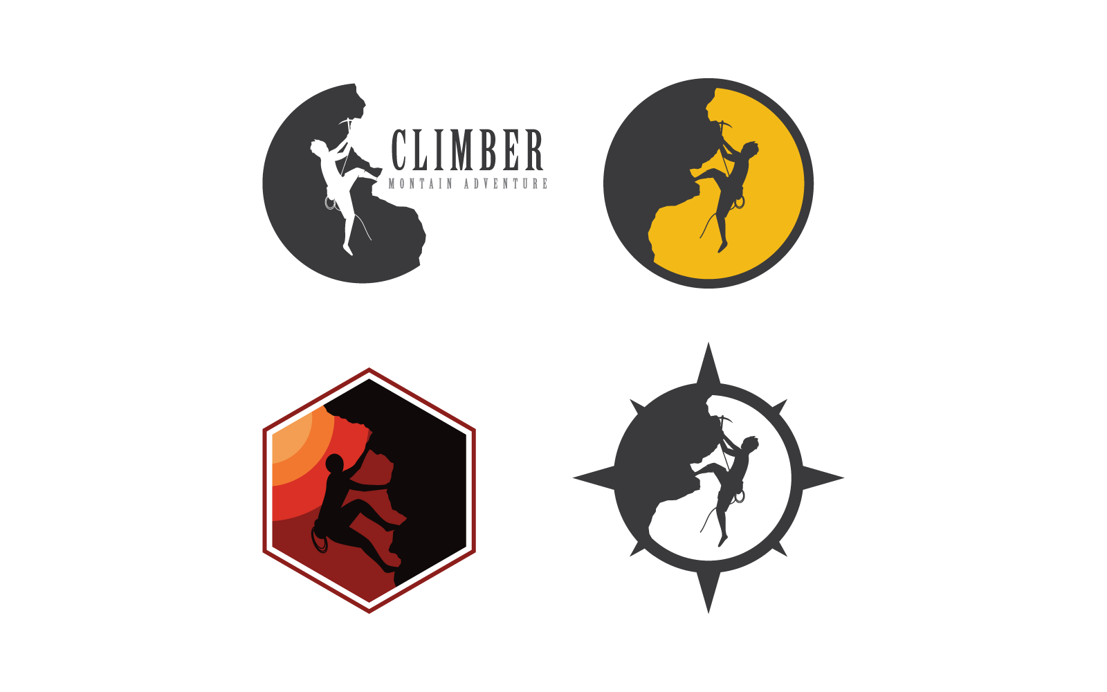 Rock climbing vector flat design logo template Logo Template