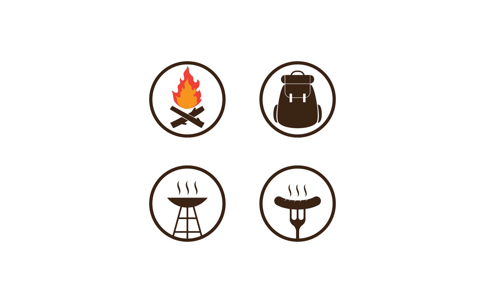 Wandeluitrusting pictogrammenset vector sjabloon