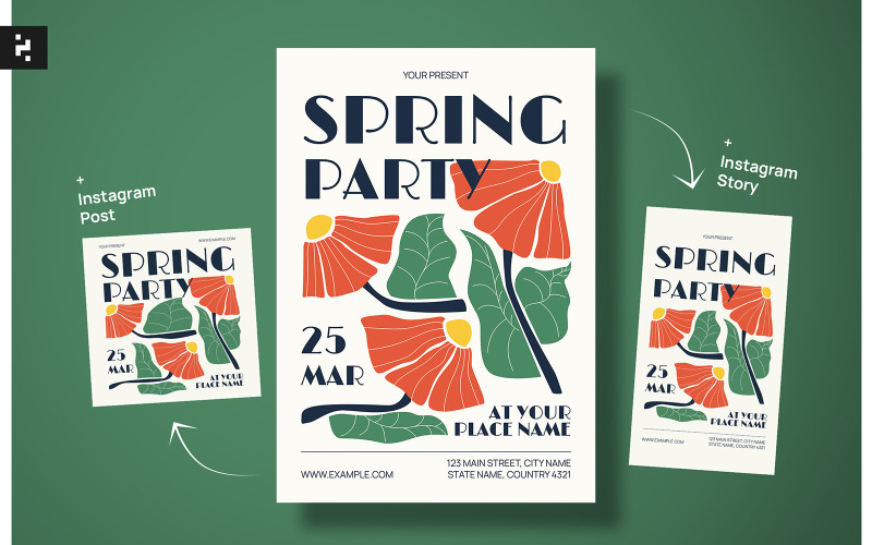 Creative Spring Party Flyer Corporate Identity