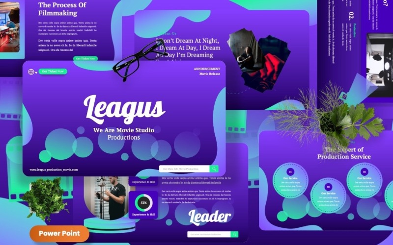 Leagus - Movie Production Powerpoint Template PowerPoint Template