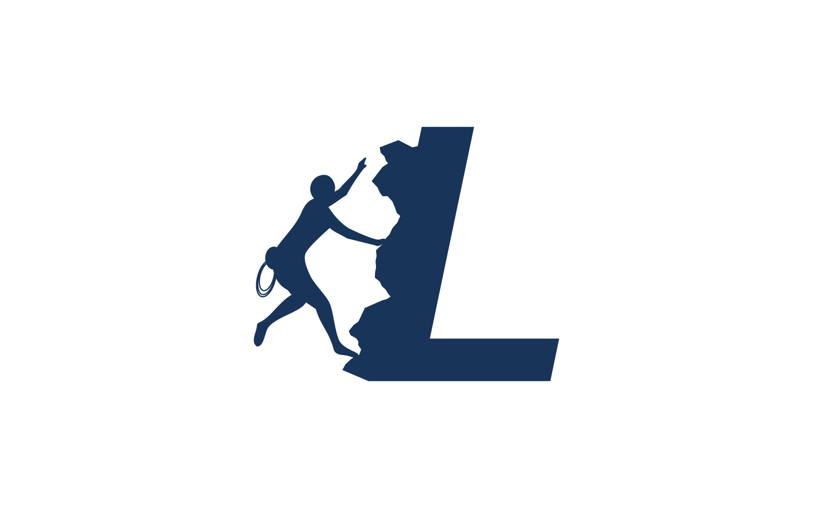 Rock climber logo with alphabet design vector template