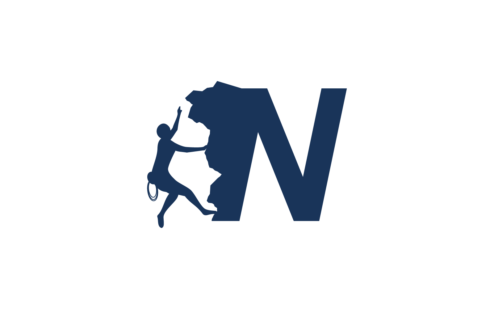 Rock climber logo with alphabet vector illustration design Logo Template