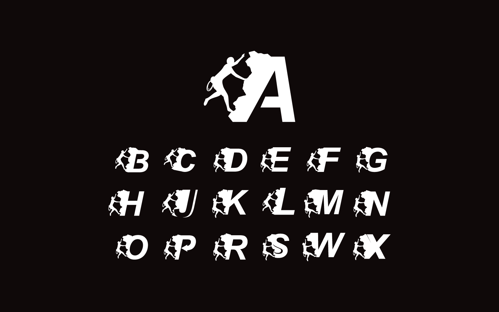Rock climber with alphabet illustration vector flat design Logo Template