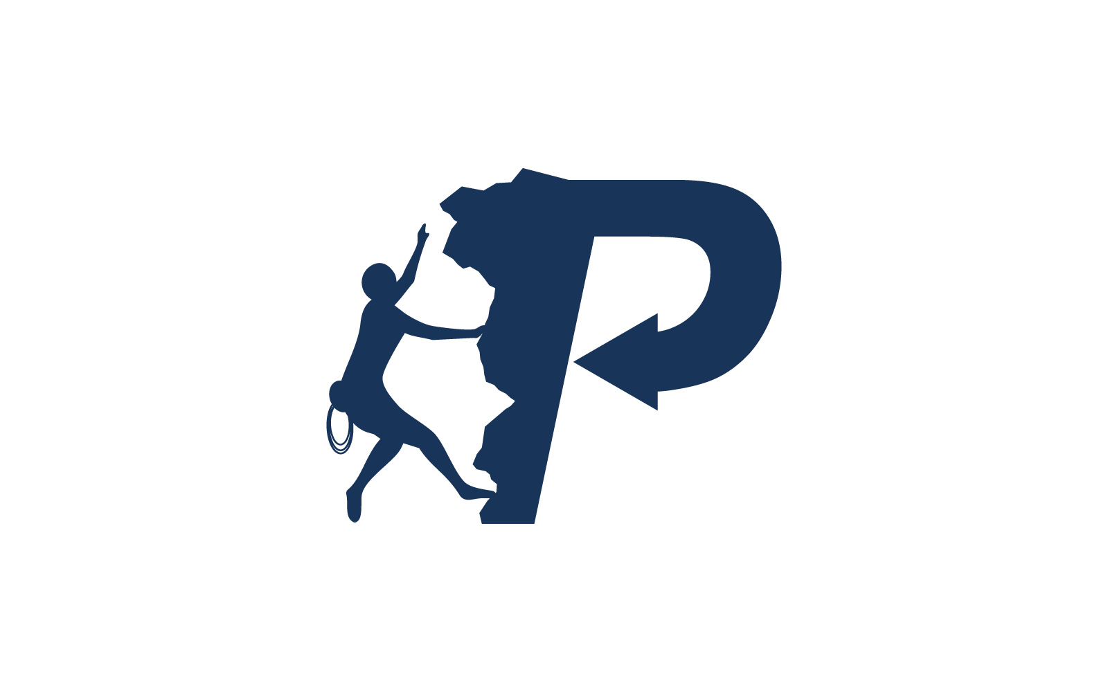 Rock climber with alphabet vector logo flat design Logo Template
