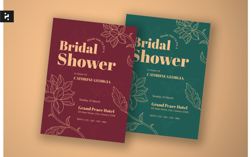 Bridal Shower Invitation Floral Line Corporate Identity