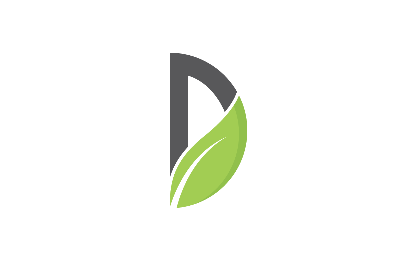 D Initial letter with green leaf Logo Template