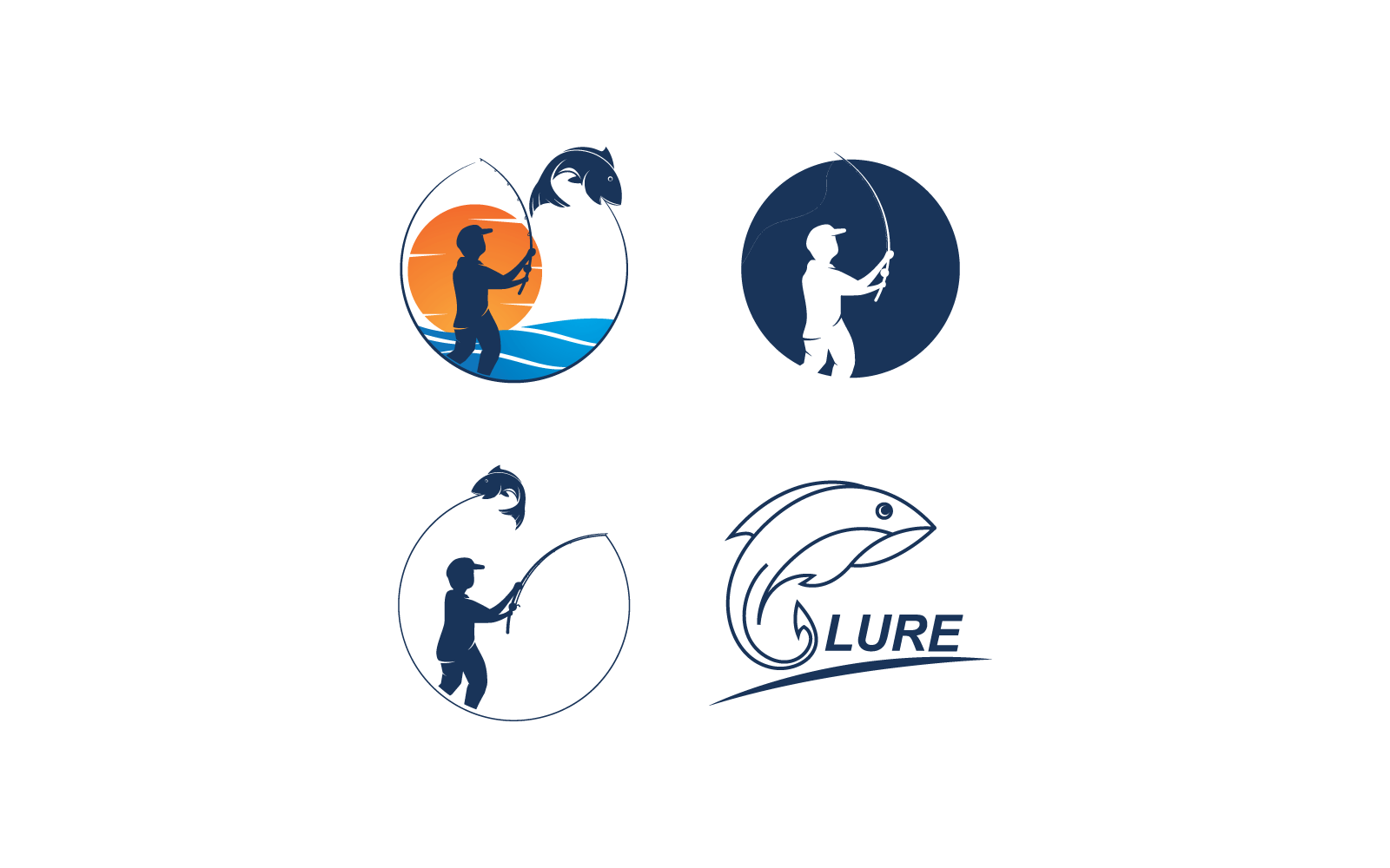 Fishing logo vector illustration design template